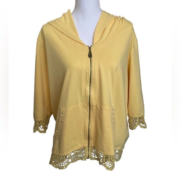 Woman Yellow zip up sweatshirt hoodie jacket 2X - Picture 1 of 5